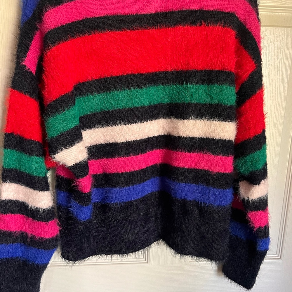 A New Day Fuzzy Striped Sweater - Red, Pink, Green, Blue - Picture 3 of 3